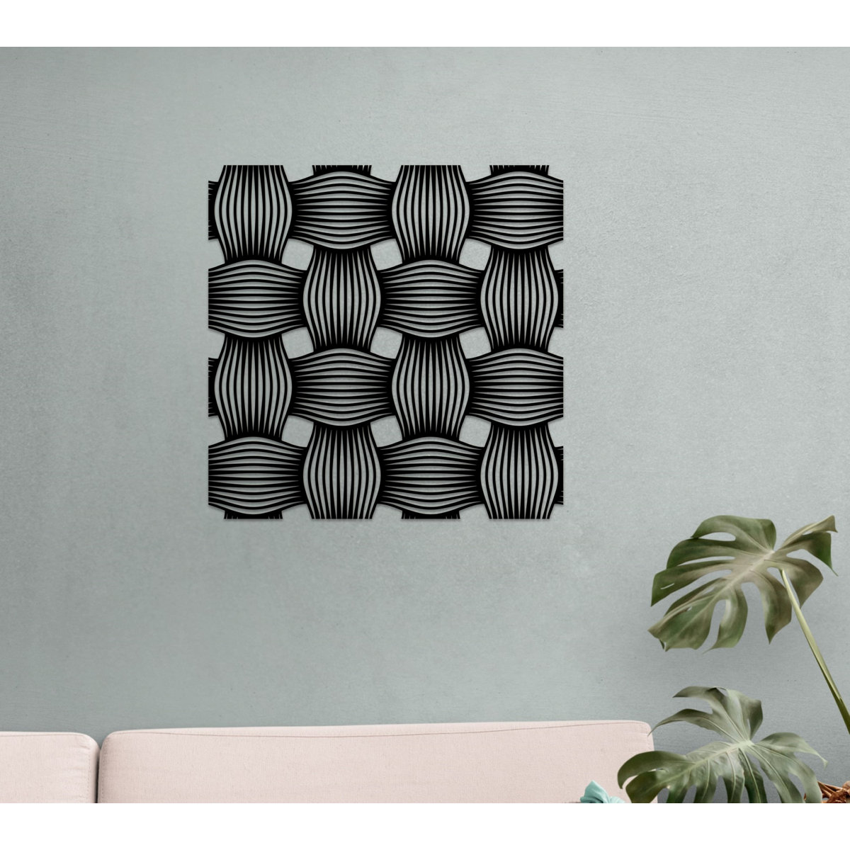 Image showcasing Brayden Studio® Metal Abstract Geometric Wall Art Decor, Contemporary ...